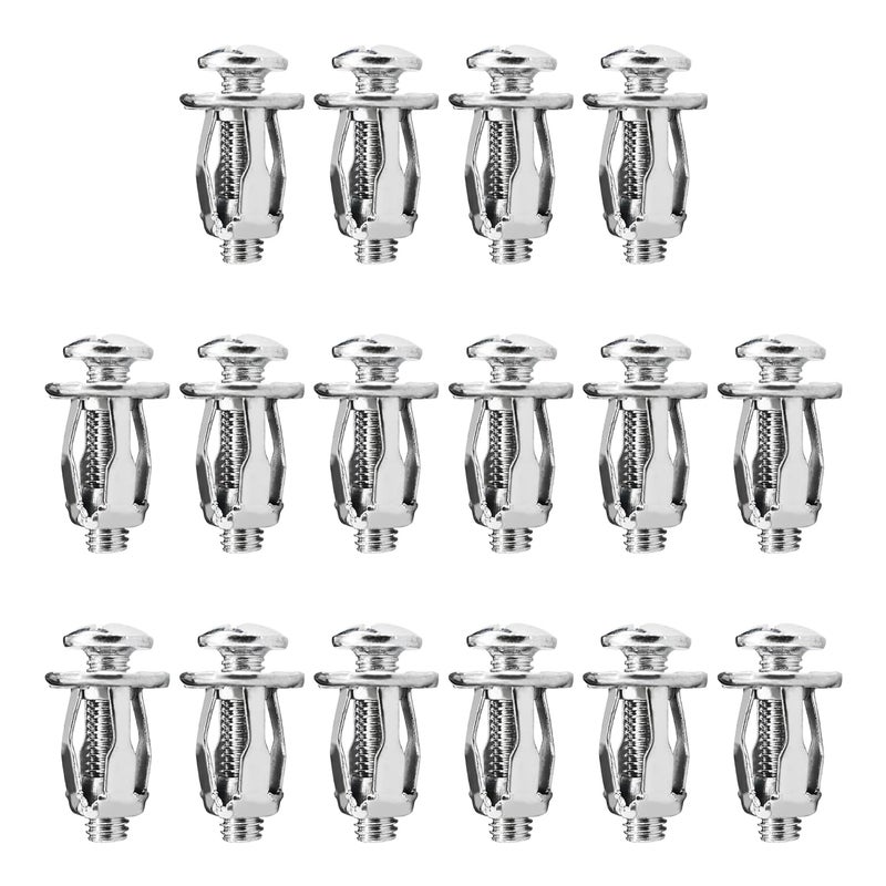AUXBC 16PCS M6 x 25mm Petal Nuts, Expansion Screw Jack Nuts, Carbon Steel Rustproof Corrosion-Resistant Fasteners for Securing Thin Soft Wall, Hollow Wall, Iron Skin, Metal Plate Frame Container Tag - Image 1